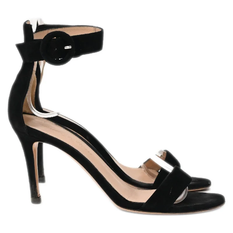 Women's Sandals with a Floral - Printed Upper in Pink for a Feminine Spring LookGianvito Rossi Portofino 85 Ankle Strap Sandal Heels in Black Suede