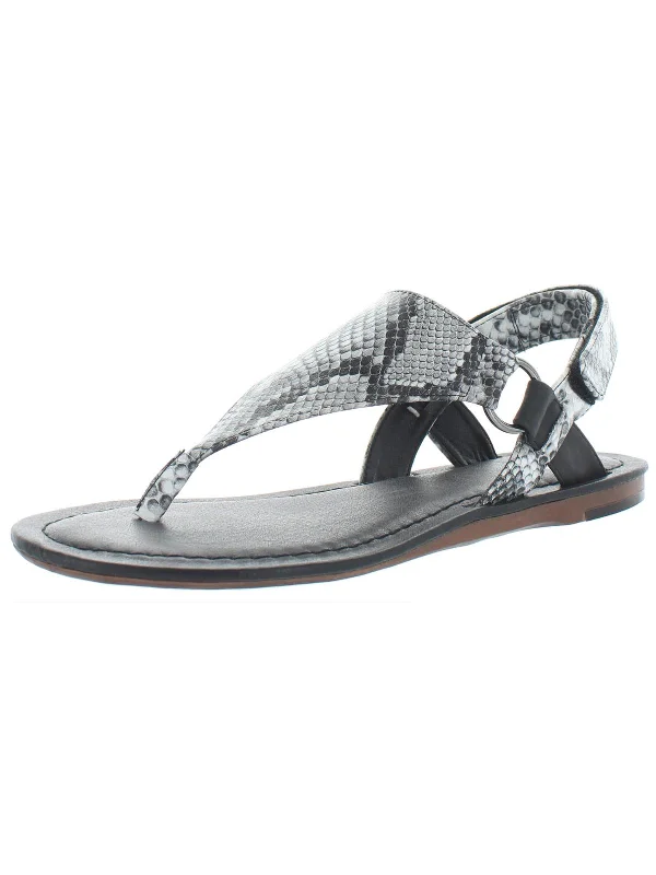 Women's Rhinestone - Embellished Open - Toe Sandals in Silver for a Glamorous Party LookGrace Womens Faux Leather Snake Print Thong Sandals