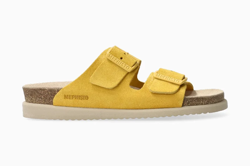 Women's Sandals with a Glitter - Coated Strap in Gold for a Sparkly Summer OutfitHester - Yellow Sandvel