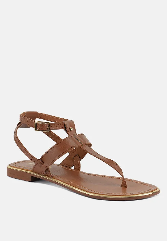 Women's Sandals with a Wedge Heel and a Tassel Detail in Orange for a Trendy LookIRENE Tan Flat Thong Sandals