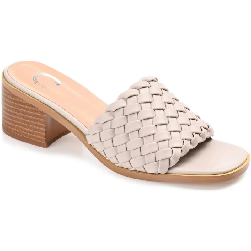 Women's Leather - Strapped Sandals with a Braided Detail in Brown for a Rustic AppealJournee Collection Womens Fylicia Faux Leather Square Toe Block Heel