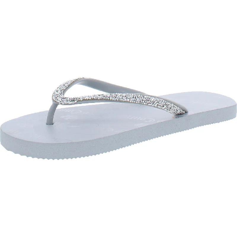 Women's Flat Slide Sandals with a Memory Foam Insole in White for All - Day ComfortJuicy Couture Womens JC-Shimmery Rhinestone Sandals Flip-Flops