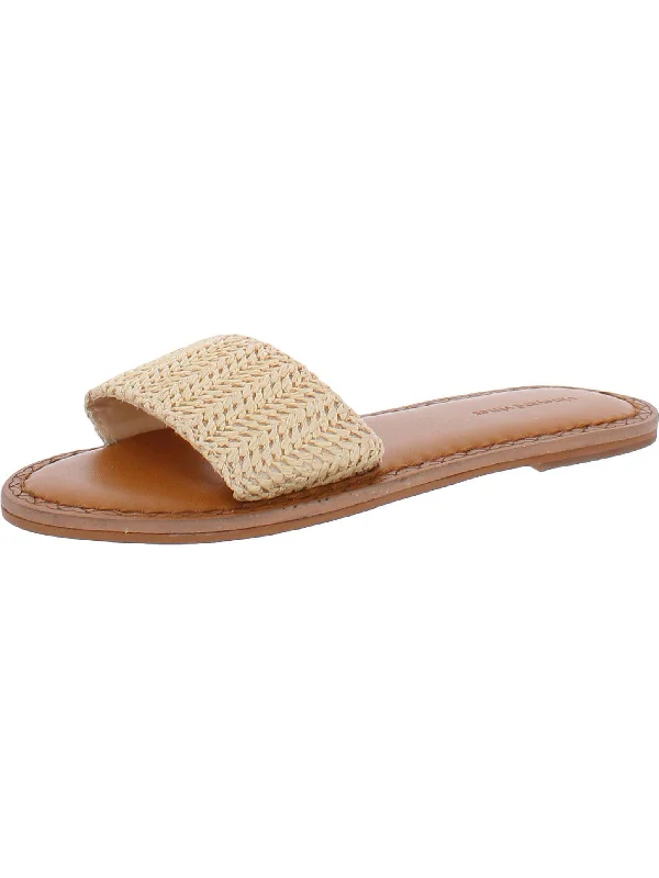 Sustainable Women's Recycled Material Sandals in Beige for Eco - Conscious ShoppersJute Womens Slip On Woven Slide Sandals