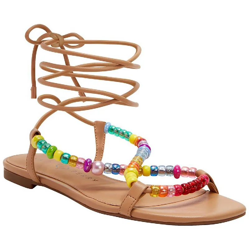 Women's Thong Sandals with a Beaded Design in Multicolor for a Beachy AestheticKaty Perry Womens The Halie Bead Beaded Ankle Tie Slide Sandals