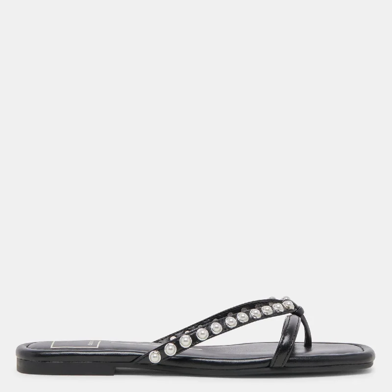 Shock - Absorbing Women's Sandals with a Soft Insole in Black for Active LifestylesLucca Pearl Sandals Black Pearls