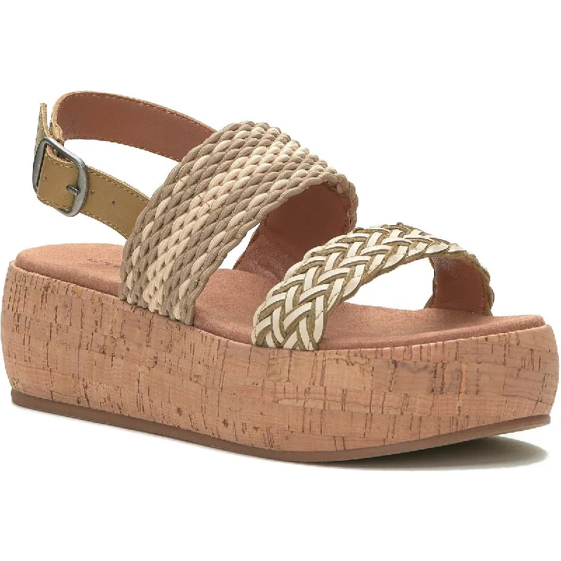 Sustainable Women's Recycled Material Sandals in Beige for Eco - Conscious ShoppersLucky Brand Womens Jadiel Braided Ankle Strap Flatform Sandals