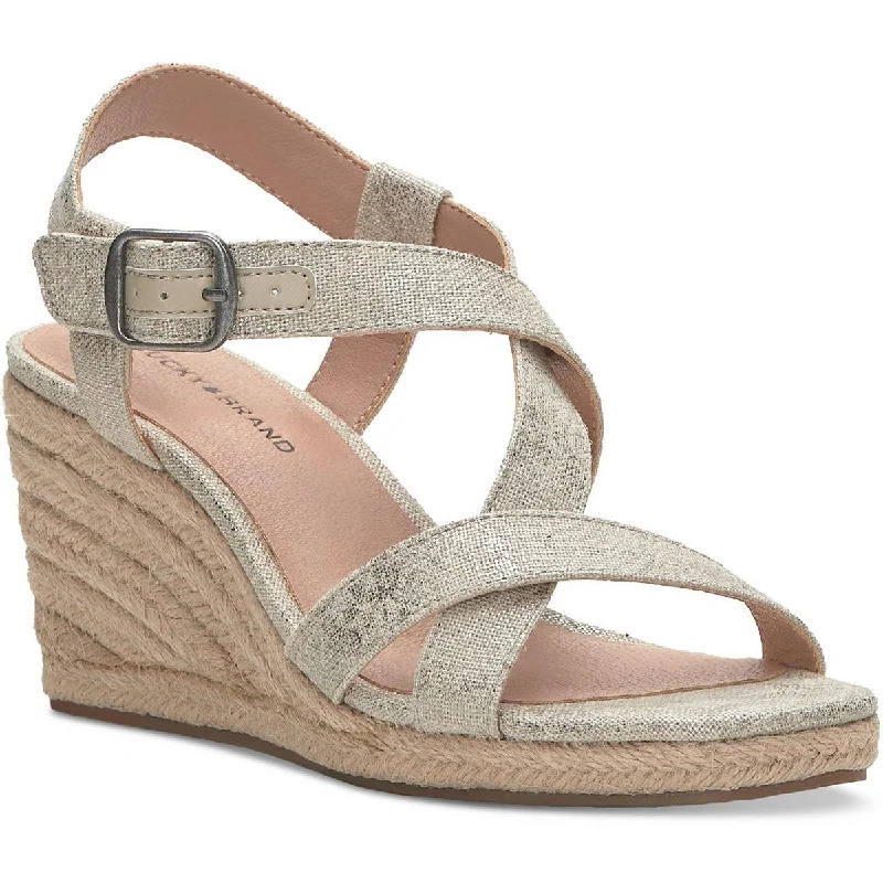 Lightweight Women's Mesh - Paneled Sandals in Yellow for BreathabilityLucky Brand Womens Mytila Criss-Cross Open Toe Wedge Sandals