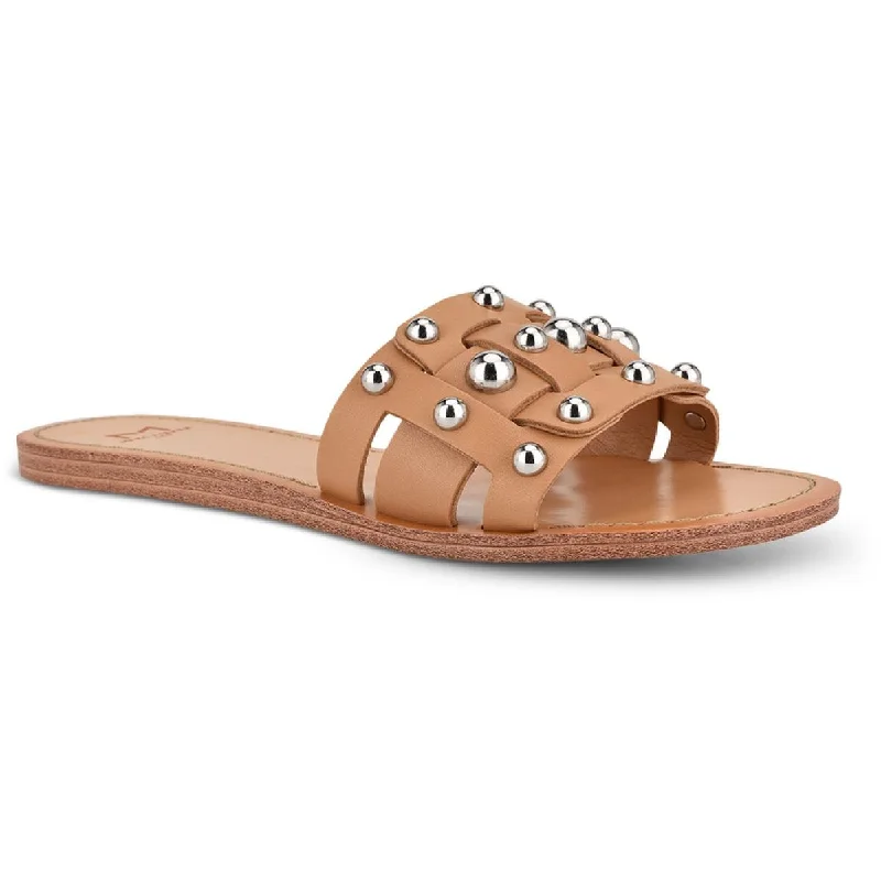 Women's Sandals with a Glitter - Coated Strap in Gold for a Sparkly Summer OutfitMarc Fisher LTD Womens Pacca Leather Studded Slide Sandals