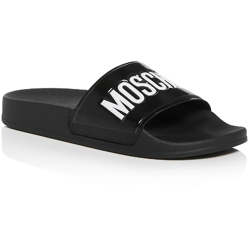 Waterproof Women's Rubber Beach Sandals with Arch Support in Blue for Water ActivitiesMoschino Womens Rubber Slip On Slide Sandals