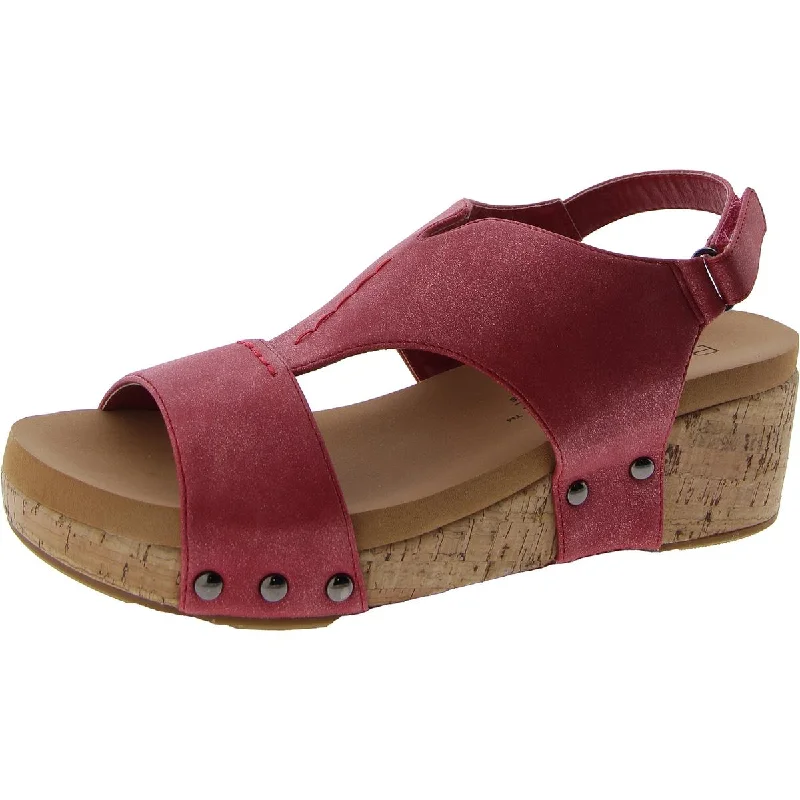 Women's Ankle - Strap Sandals with a Block Heel in Red for a Sophisticated StyleRefreshing Womens Wedge Cork Ankle Strap