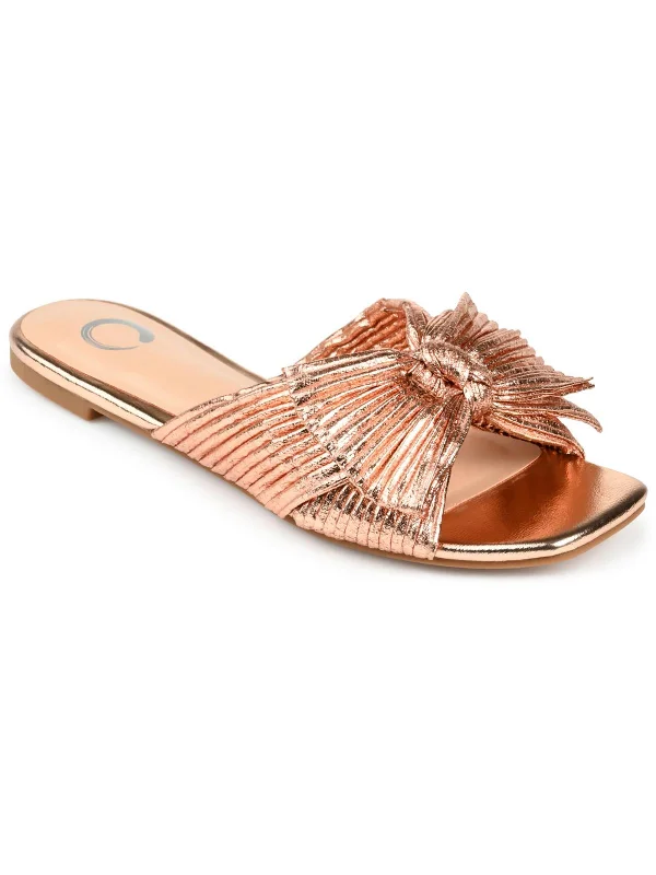 Women's Sandals with a Floral - Printed Upper in Pink for a Feminine Spring LookSerlina Womens Metallic Square Toe Slide Sandals