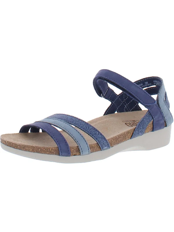 Elastic - Strap Women's Sandals with a Padded Toe in Teal for Easy On - and - OffSummer Womens Leather Shimmer Footbed Sandals