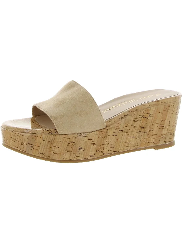 Women's Sandals with a Glitter - Coated Strap in Gold for a Sparkly Summer OutfitSummer Womens Suede Open Toe Wedge Sandals