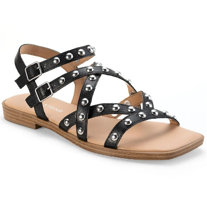 Orthopedic Women's Sandals with Arch Support in Gray for Foot HealthSun + Stone Womens Faux Leather Studded Gladiator Sandals