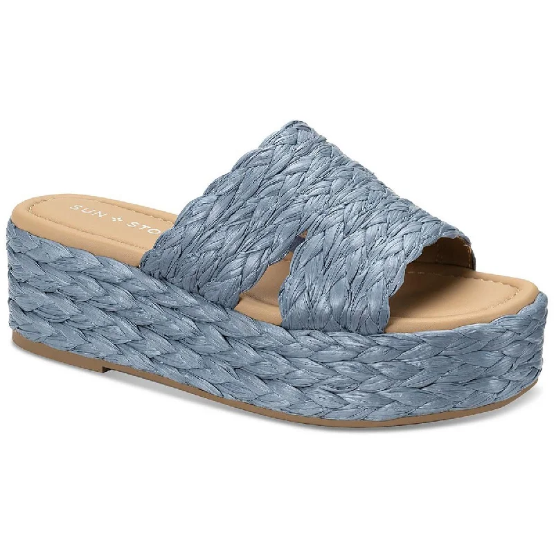 Women's Cork - Soled Espadrille Sandals with a Rope - Trimmed Upper in Navy for a Summer VibeSun + Stone Womens OLINKA Padded Insole Platform Espadrilles