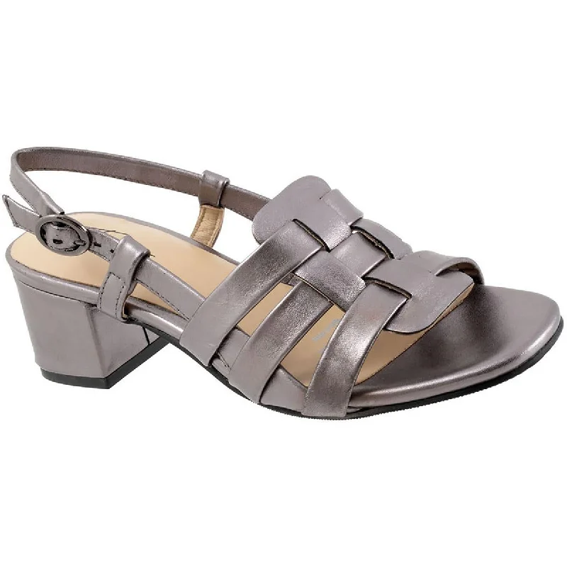 Women's Sandals with a Glitter - Coated Strap in Gold for a Sparkly Summer OutfitTrotters Womens Luna Leather Block Heel