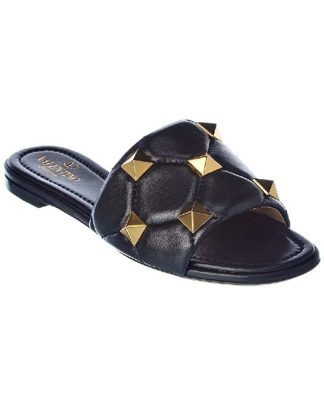 Women's Cork - Soled Espadrille Sandals with a Rope - Trimmed Upper in Navy for a Summer VibeValentino Roman Stud Leather Sandal