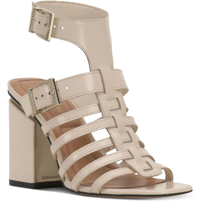 Women's Leather - Strapped Sandals with a Braided Detail in Brown for a Rustic AppealVince Camuto Womens Hicheny Leather Caged Slingback Sandals