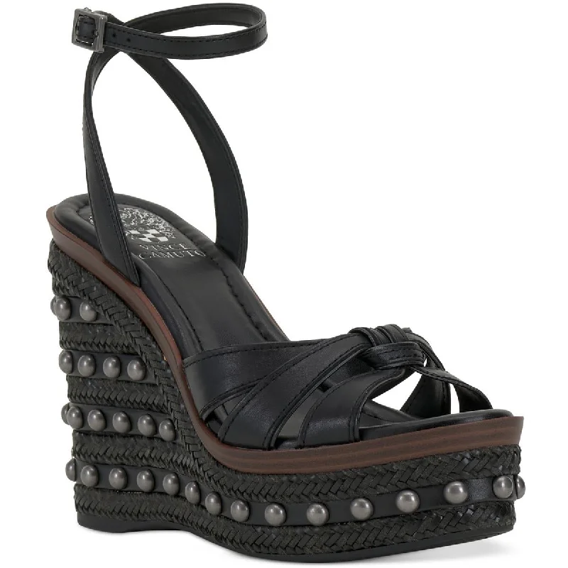 Elastic - Strap Women's Sandals with a Padded Toe in Teal for Easy On - and - OffVince Camuto Womens Pacci Leather Studded Wedge Sandals