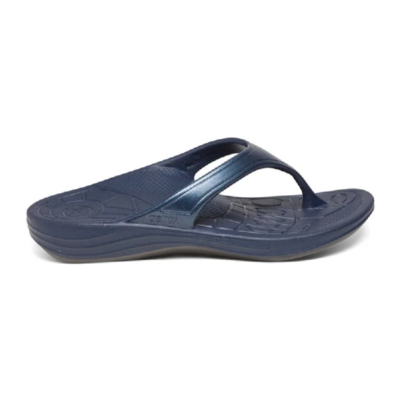 Women's Flat Slide Sandals with a Memory Foam Insole in White for All - Day ComfortAetrex Women's Fiji Orthotic Flips Navy