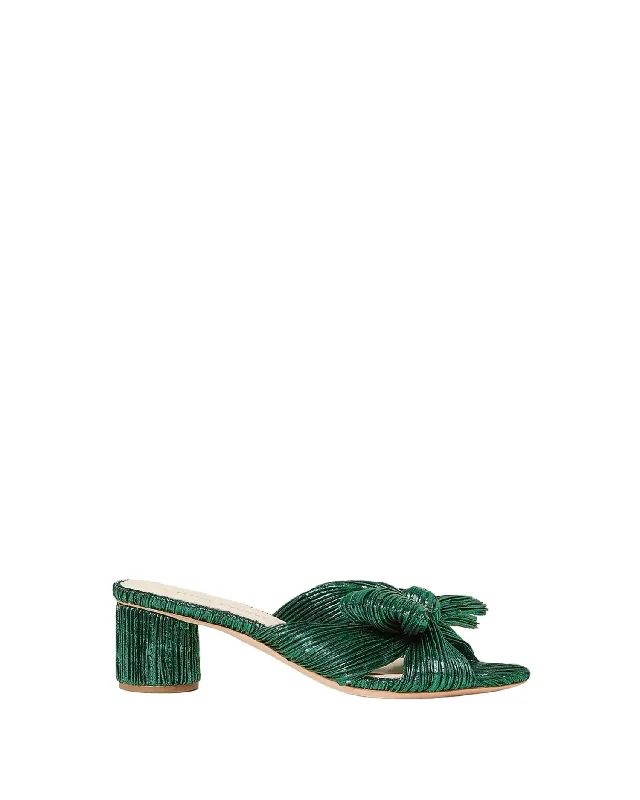 Women's Sandals with a Glitter - Coated Strap in Gold for a Sparkly Summer OutfitWomen Emilia Pleated Bow Heel Sandal In Emerald