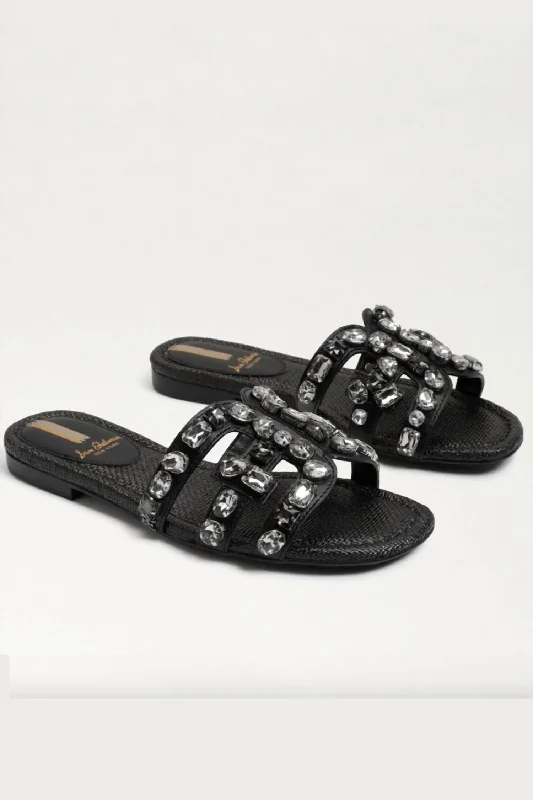 Shock - Absorbing Women's Sandals with a Soft Insole in Black for Active LifestylesWomen's Bay Embellished Slide Sandal In Black