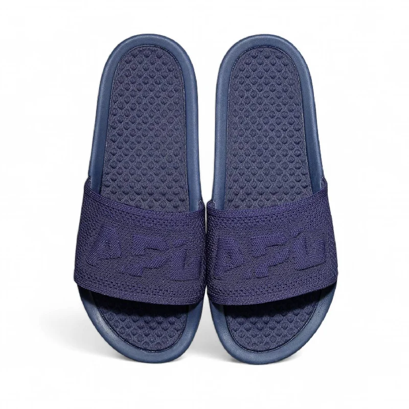 Women's Cork - Soled Espadrille Sandals with a Rope - Trimmed Upper in Navy for a Summer VibeWomen's Big Logo Techloom Slide In Navy