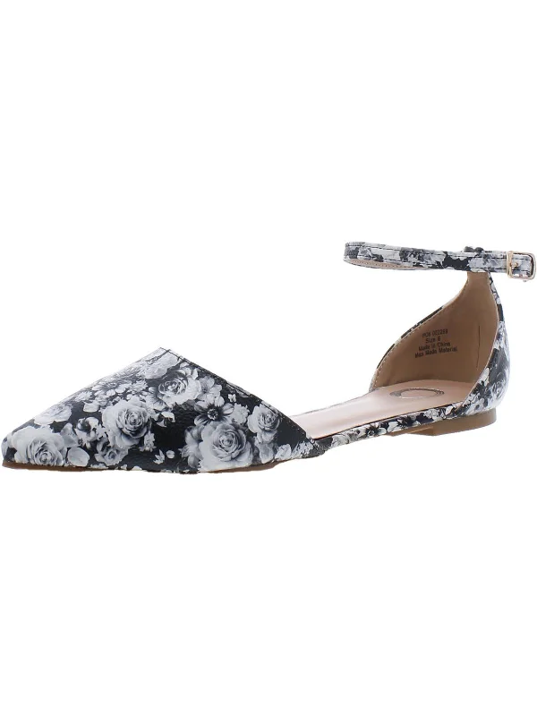 Women's Sandals with a Floral - Printed Upper in Pink for a Feminine Spring LookWomens Faux Leather Flats Ankle Strap