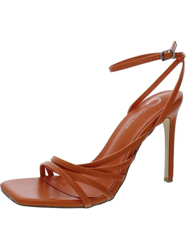 Women's Leather - Strapped Sandals with a Braided Detail in Brown for a Rustic AppealWomens Faux Leather Square Toe Heels