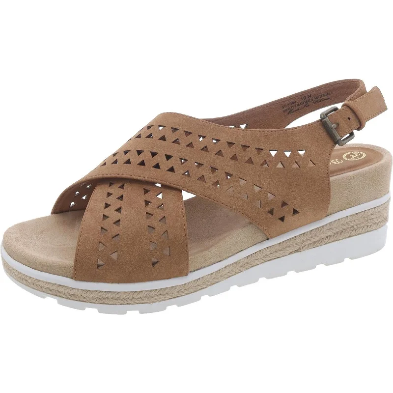 Women's Leather - Strapped Sandals with a Braided Detail in Brown for a Rustic AppealWomens Faux Suede Criss-Cross Slingback Sandals