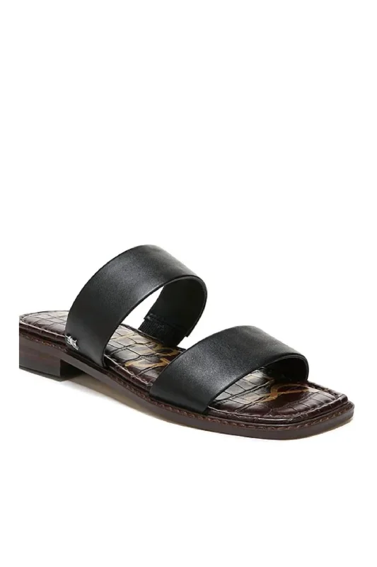 Elastic - Strap Women's Sandals with a Padded Toe in Teal for Easy On - and - OffWomen's Haydee Leather Slide Sandal In Black