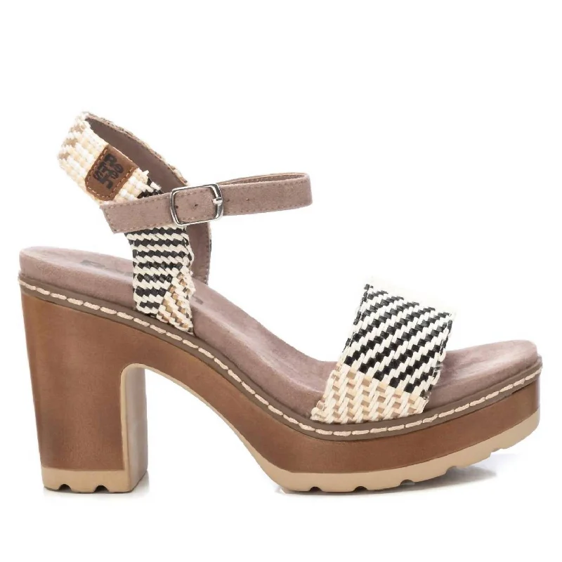 Women's Strappy Gladiator Sandals with Buckle Closures in Tan for a Boho LookWomen's Heeled Sandals In Taupe