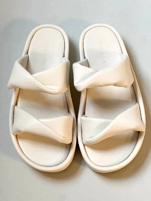 Women's Flat Slide Sandals with a Memory Foam Insole in White for All - Day ComfortWomen's Ishan Platform Slide Sandal In Bone