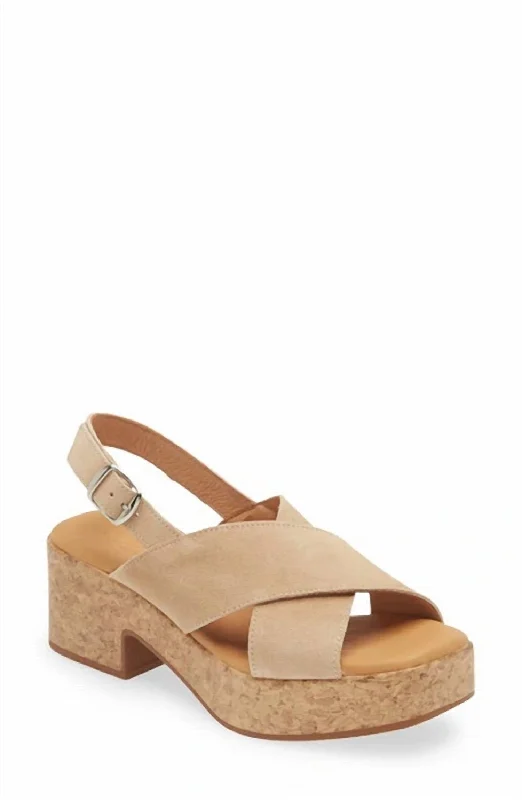 Sustainable Women's Recycled Material Sandals in Beige for Eco - Conscious ShoppersWomen's Malin Platform Sandals In Camel Suede