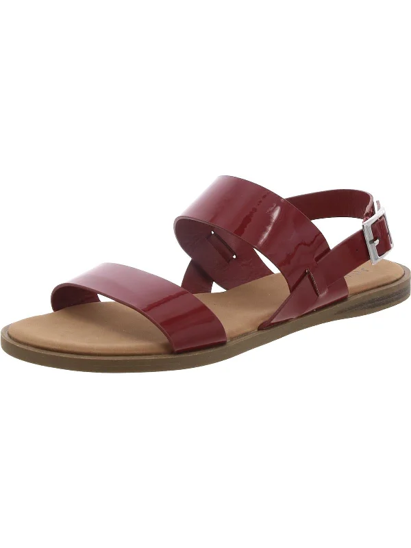 Sustainable Women's Recycled Material Sandals in Beige for Eco - Conscious ShoppersWomens Patent Leather Flat Ankle Strap