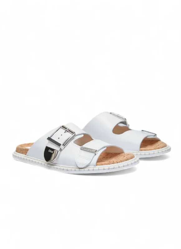 Plus Size Women's Wide - Width Platform Sandals in Black for Added Comfort and HeightWomen's Rebecca Slip-On Slides In Brilliant White