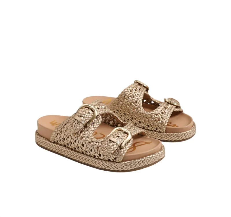 Women's Sandals with a Glitter - Coated Strap in Gold for a Sparkly Summer OutfitWomen's Reid Lattice Sandal In Gold Quartz