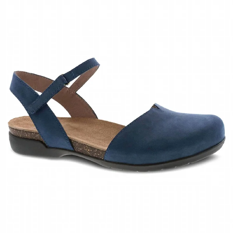 Women's Flat Slide Sandals with a Memory Foam Insole in White for All - Day ComfortWomen's Rowan Nubuck Sandals In Navy