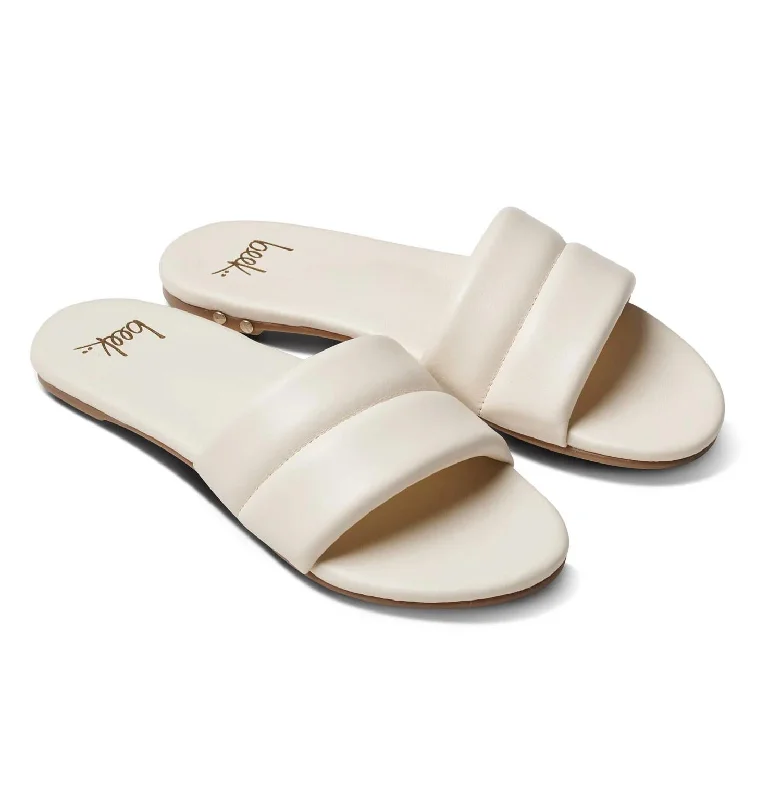 Women's Flat Slide Sandals with a Memory Foam Insole in White for All - Day ComfortWomen's Sugarbird Slide Sandal In Eggshell