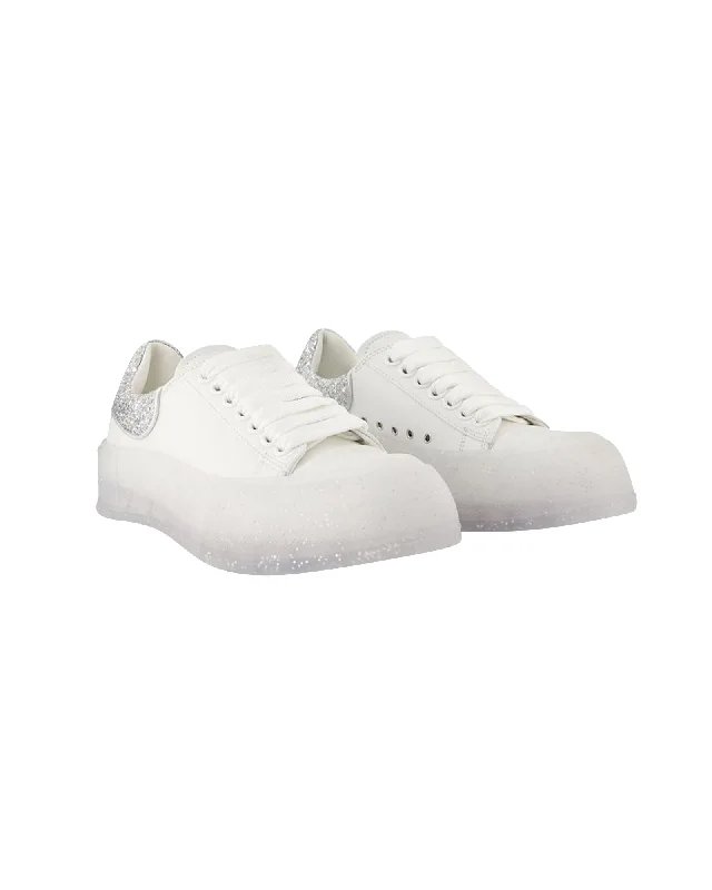 Women's Sneakers with Heel - Stabilizing Technology for Better Balance During RunningDeck Plimsoll Sneakers - Alexander McQueen - Leather - White