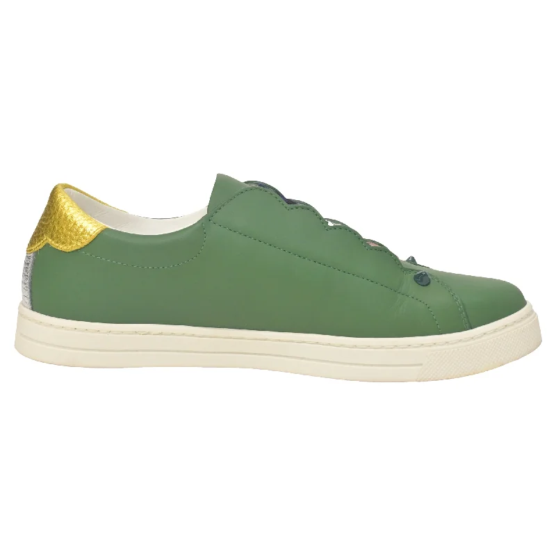 Chunky - Sole Women's Platform Sneakers in White for a Trendy Street Style LookFendi Vitello Lurex Rockoclick Slip-On Sneakers in Olive Green Leather