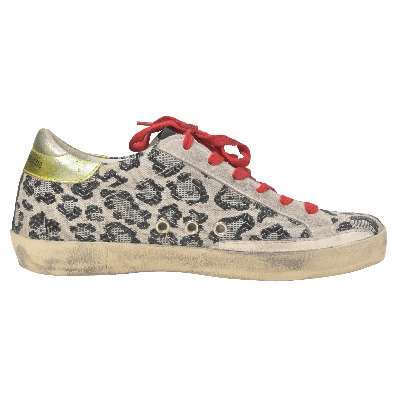 Sparkly Rhinestone - Embellished Women's Sneakers for a Glamorous and Eye - Catching LookGolden Goose Animal Print Superstar Sneakers in Beige Canvas