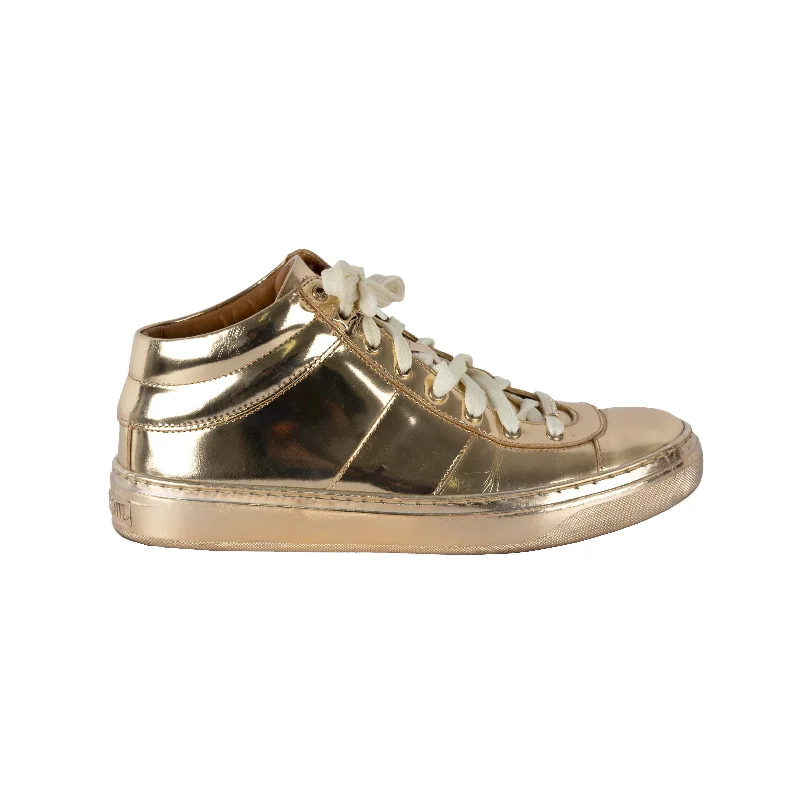 Women's Sneakers with Memory Foam Insoles for Exceptional Cushioning and ComfortJimmy Choo Belgravia Metallic Gold Sneakers