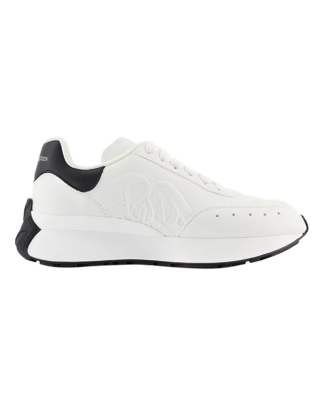 Women's Sneakers with Adjustable Straps for a Customized Fit During High - Impact ExercisesSprint Runner Sneakers - Alexander McQueen - Leather - White/Black