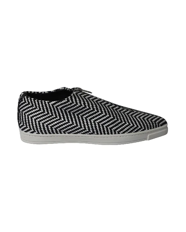 High - Top Women's Leather Sneakers in Black for a Stylish and Durable OptionStella McCartney Sligo Zigzag Zip-Front Sneakers in Black Canvas