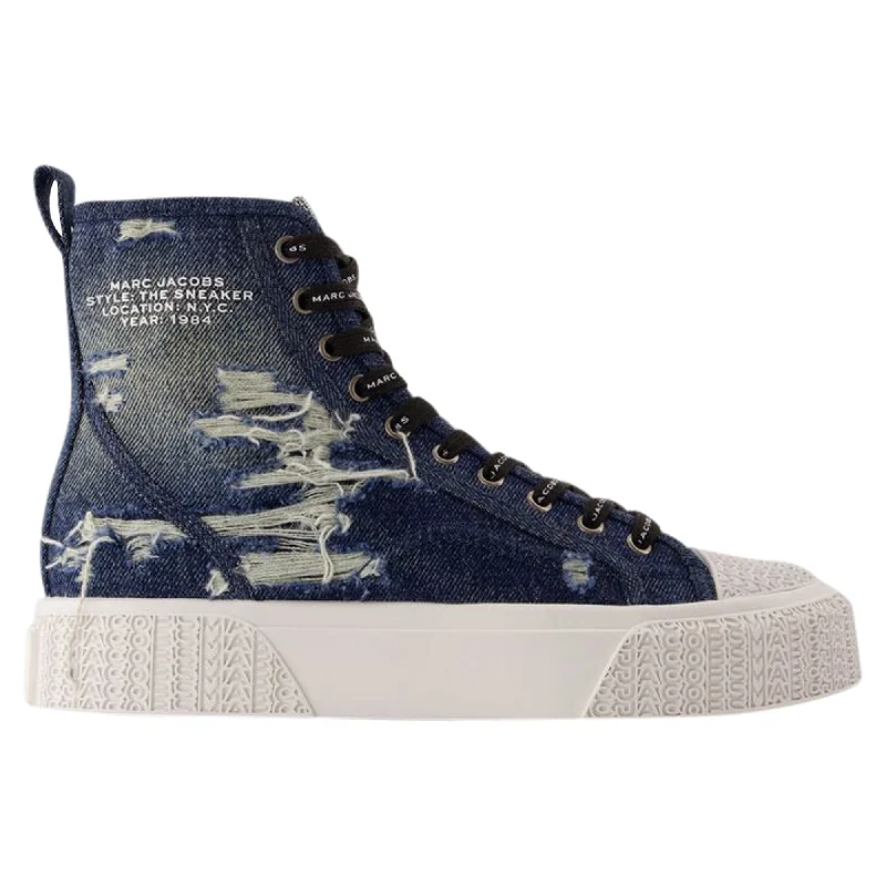 Lace - Up Women's Athletic Sneakers with Shock - Absorbing Midsoles for Intense WorkoutsThe High Top Sneakers - Marc Jacobs - Cotton - Blue