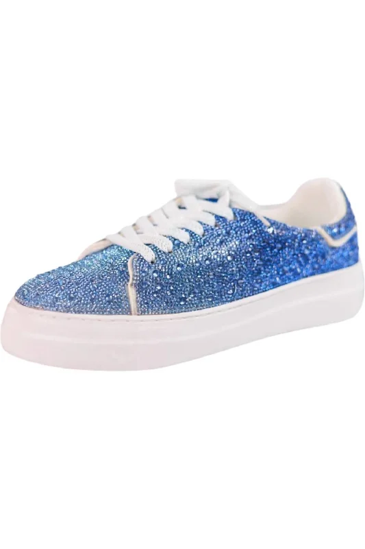 Lace - Up Women's Athletic Sneakers with Shock - Absorbing Midsoles for Intense WorkoutsWomen's Bedazzled Sneakers In Ombre Blue