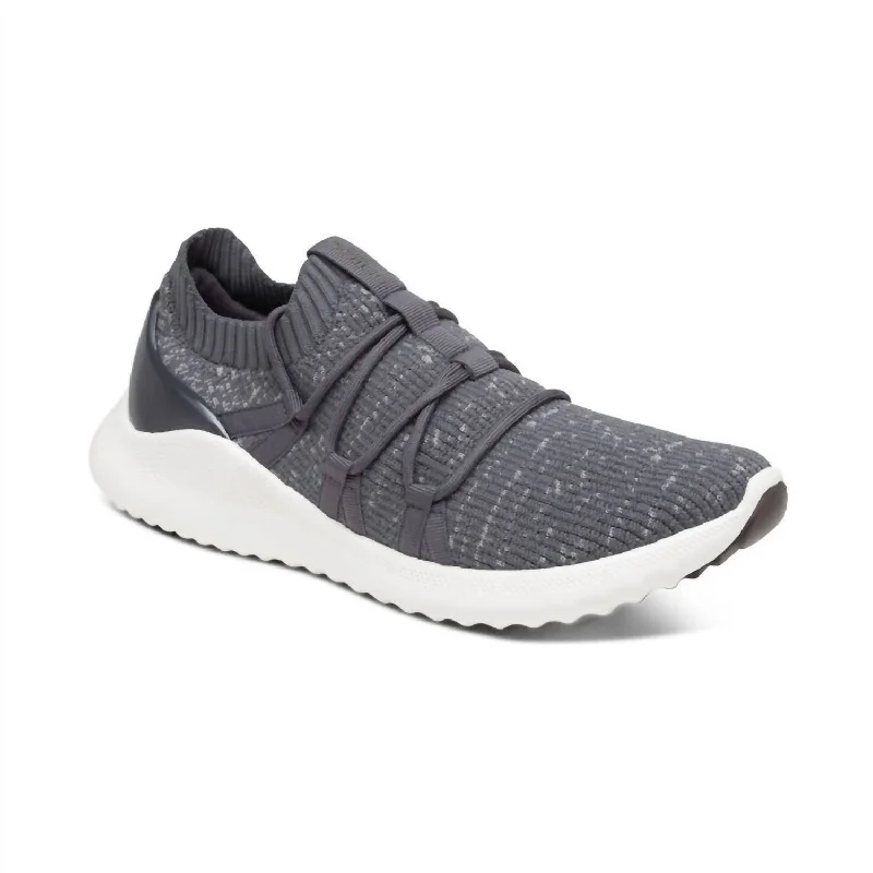 Breathable Mesh Women's Running Sneakers with Reflective Trim for Nighttime JoggingWomen's Dani Arch Support Sneaker In Charcoal