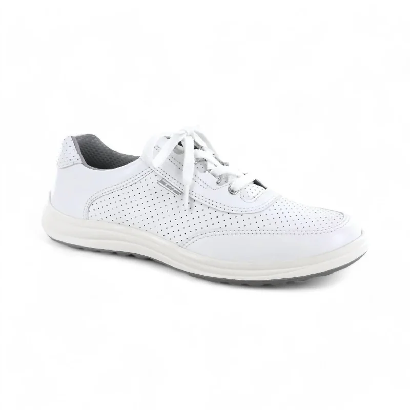 Low - Top Women's Tennis Sneakers in Bright Neon for a Pop of Color on the CourtWomen's Sporty Lux Lace Up Sneaker - Double Wide Width In White Perf