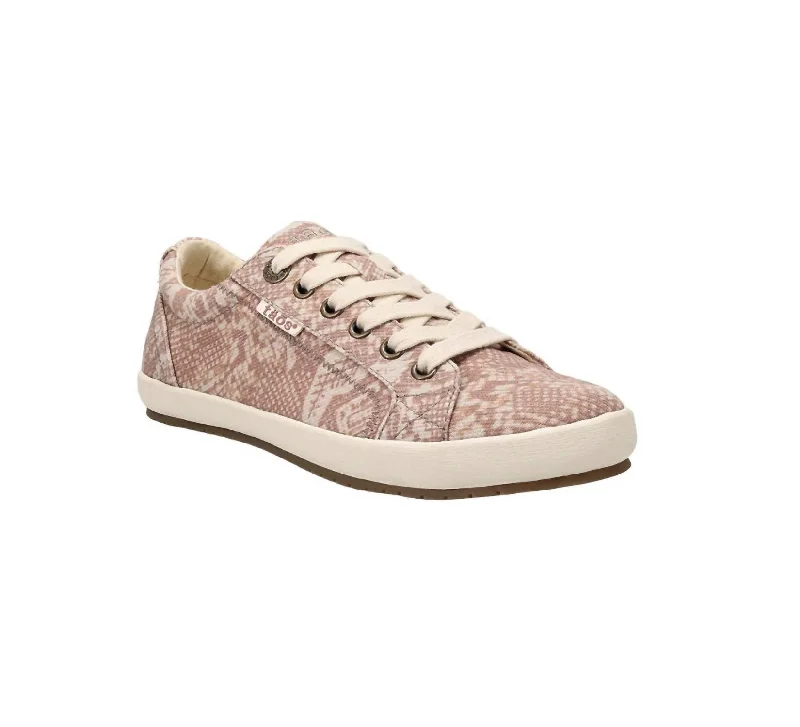 Smart - Tech Women's Sneakers with Fitness Tracking Features for Active Lifestyle EnthusiastsWomen's Star Sneakers In Blush Snake Print